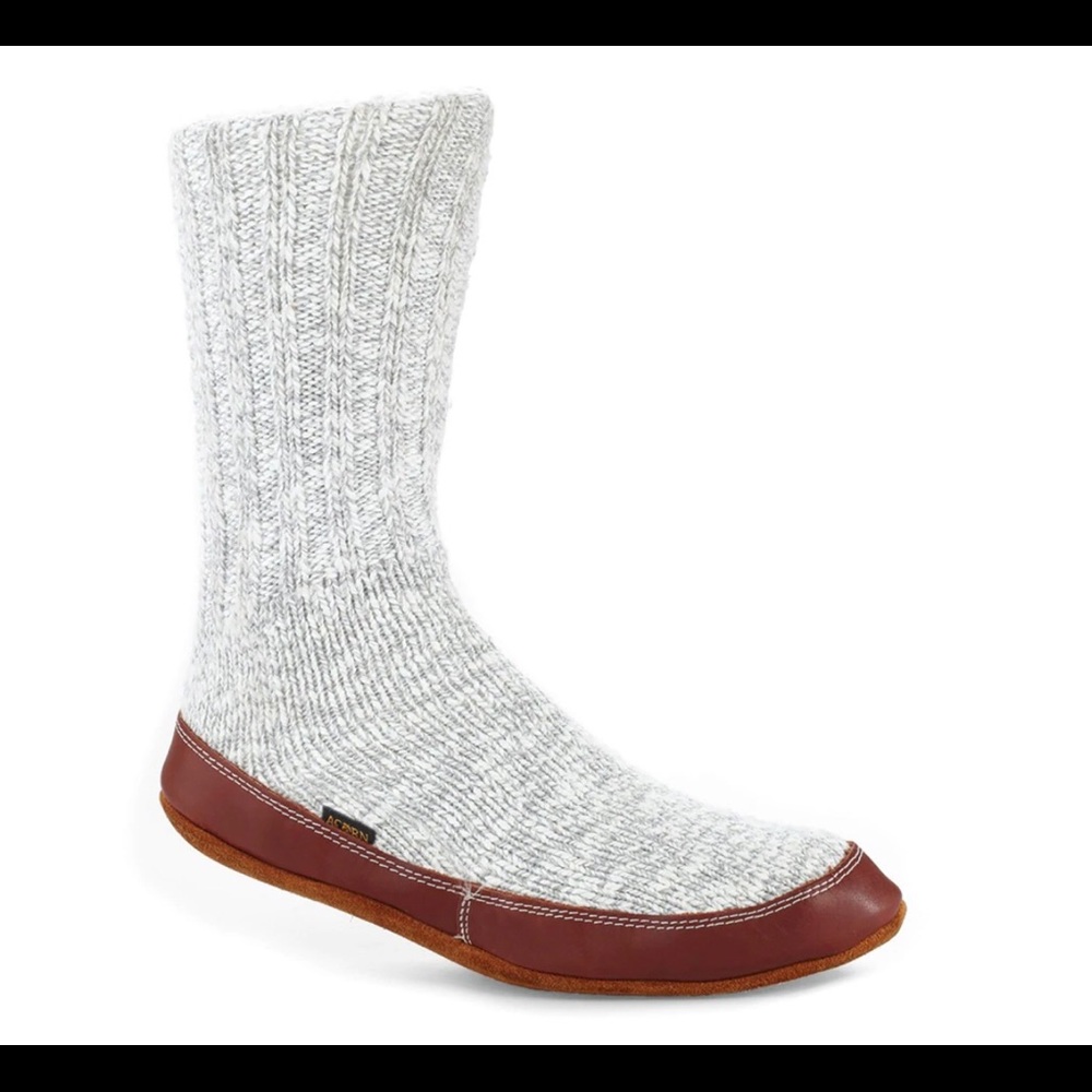 ACORN womens 8-9 mens 6-7 Cotton Twist SLIPPER SOCKS The Original Gray EUC